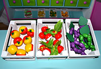 Kaufläden Zubehör Obst und Gemüse in der Kiste